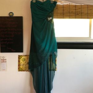 Strapless emerald dress